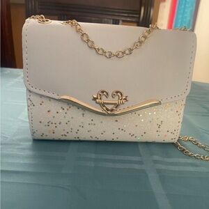 Elegant White Glitter Chain Bag